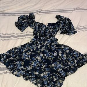 Altar’d State Blue Floral Romper Dress